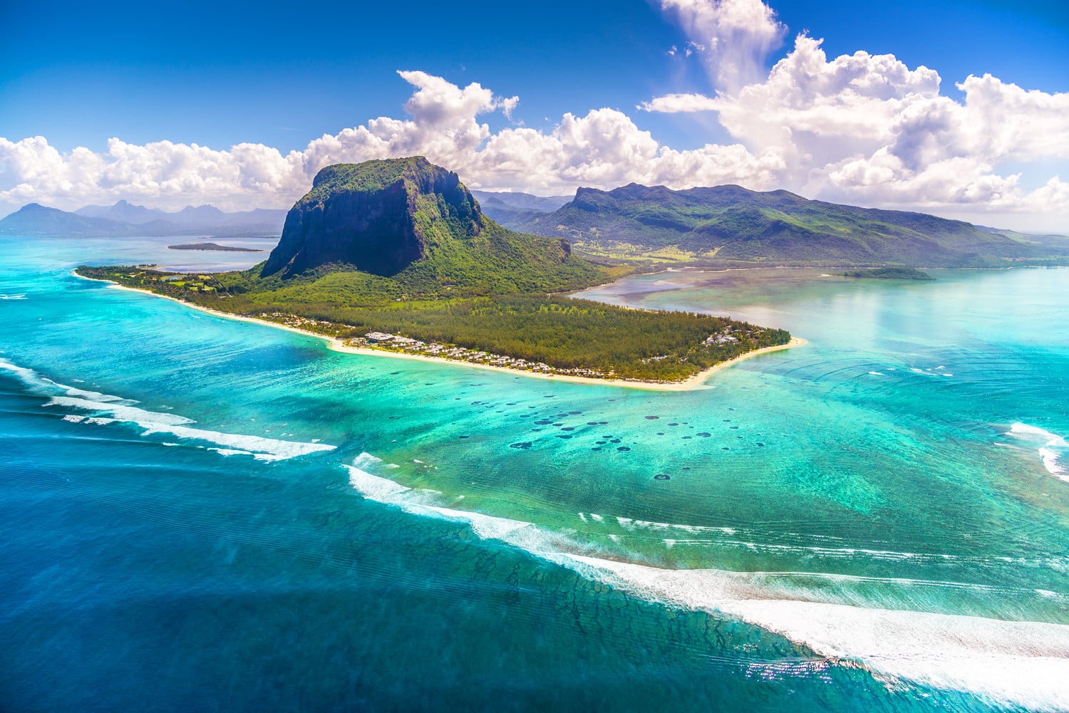 Le Morne on the west coast of Mauritius, where most of the island's diving is based