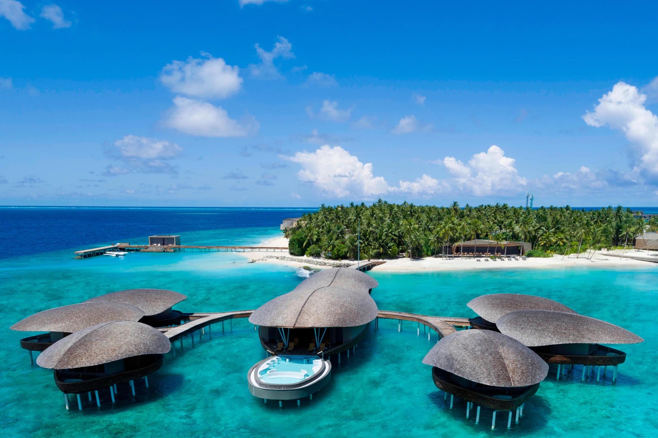 Over-water villas at the St Regis Maldives Vommuli Resort in Dhaalu Atoll